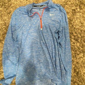 Nike training 3/4 zip, large, Carolina blue/orange